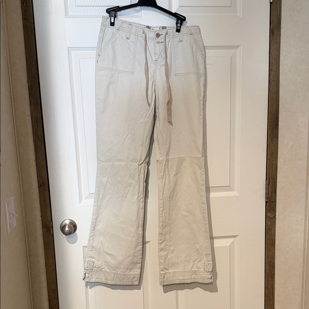 Hydraulic Cream Wide-Leg Drawstring Cargo Jeans
